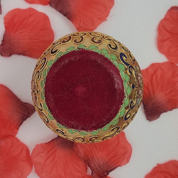 Cloisonne enamel brass round paper weight - Picture 4 of 5